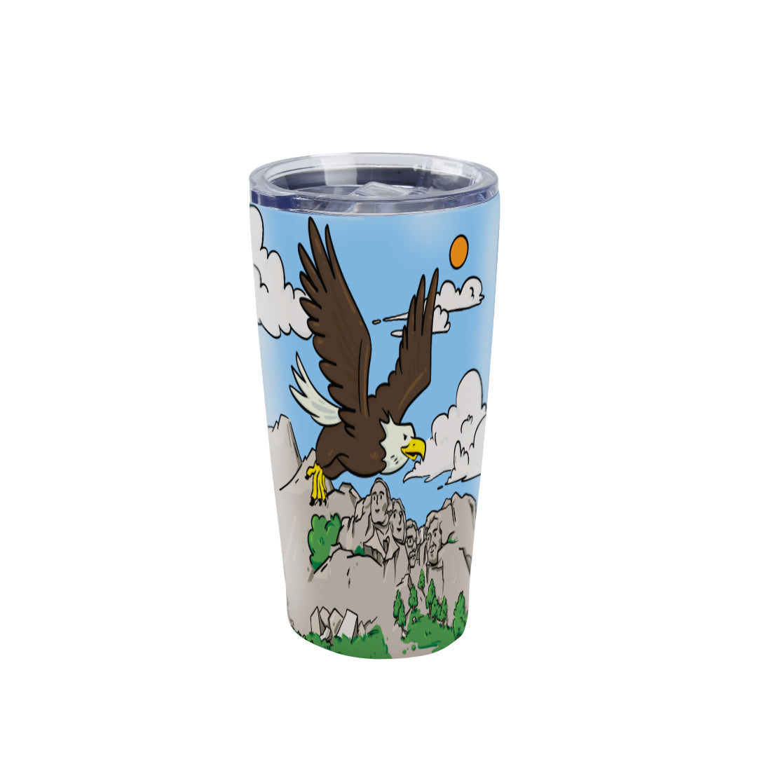 20 oz Tumbler Flying Wings as Eagles Stainless Steel Insulated Travel Coffee Mug（Mount Rushmore National Memorial）