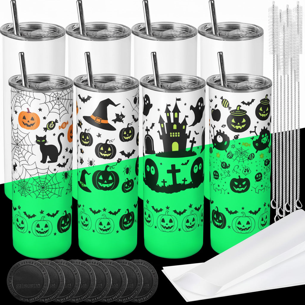 8 Pack 20 OZ Sublimation Tumblers Glow in the Dark