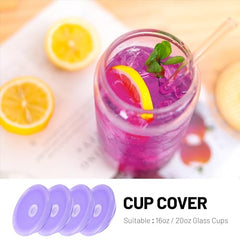 4 Pack Acrylic Lids for 16 oz Glass Cup (Purple)