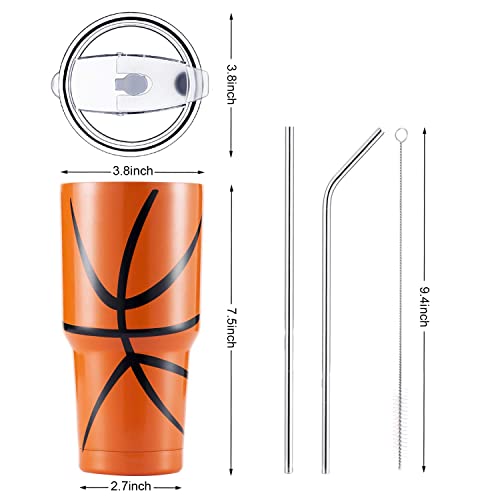30 oz tumbler stainless steel cups metal water bottles in bulk - Basketball