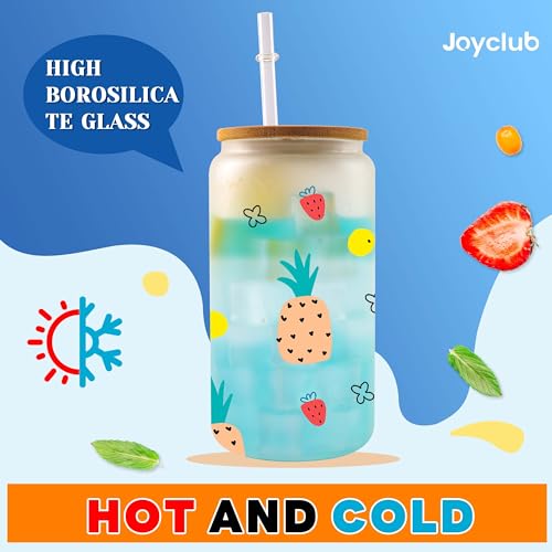 Glass cups with bamboo lids and straws 16 oz Sublimation Frosted glass cups - 12 pack