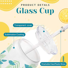 Sublimation Frosted Glass Cups Blanks with Clear Acrylic Lids