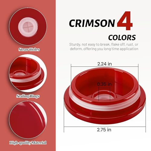 4 Pack Acrylic Lids for 16 oz Glass Cup (Red)