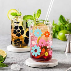 8 Pack UV Dtf Cup Wraps for Glass Cups (Cute Flower)