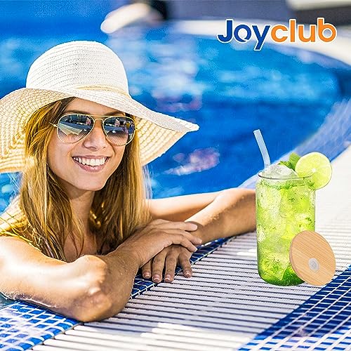 Glass Cups with Bamboo Lids and Straws  16 oz water bottles in bulk - 12 pack Clear