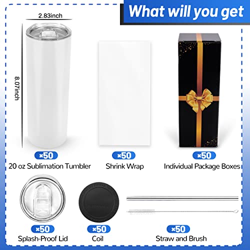 20 oz Sublimation tumblers  stainless steel cups bulk water bottles - 50pack