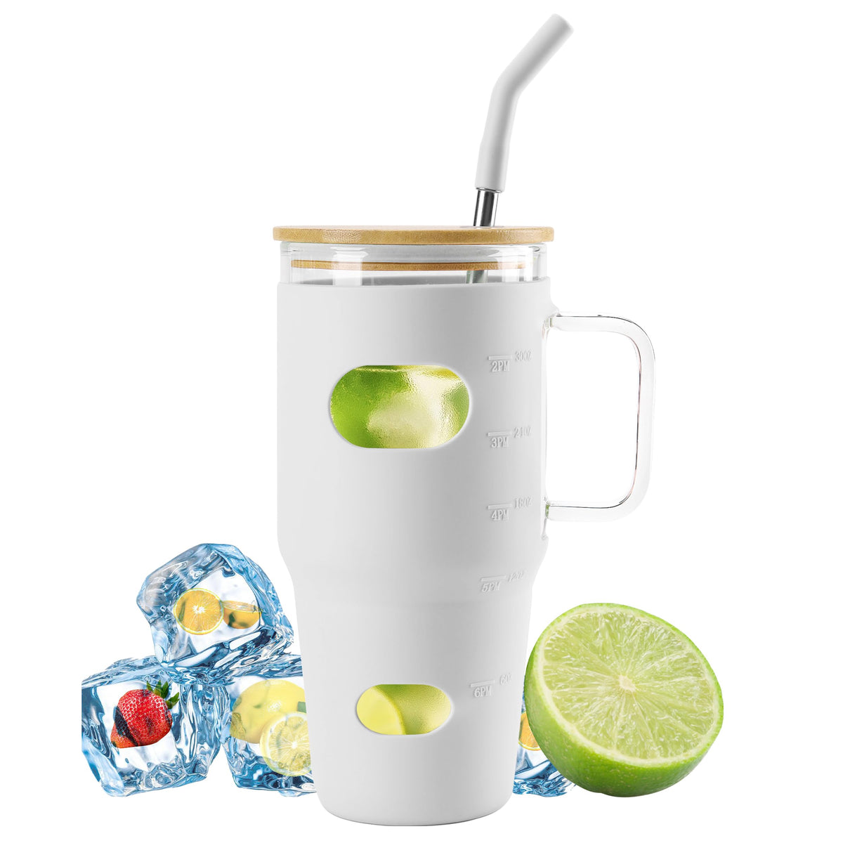 32 oz Glass Tumbler  (White)