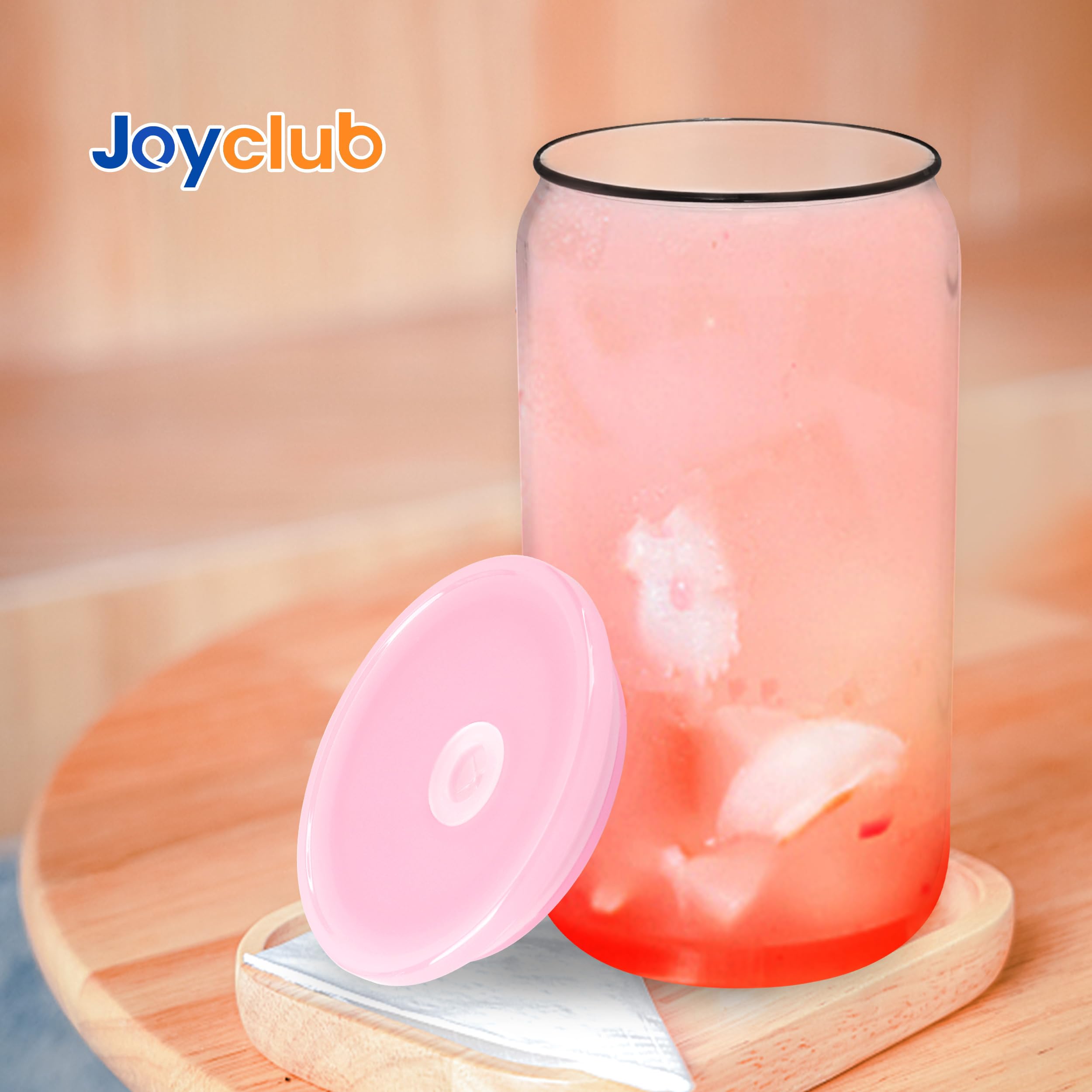 4 Pack Acrylic Lids for 16 oz Glass Cup(Pink)