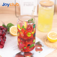 Glass cups with bamboo lids and straws 16 oz Sublimation Clear glass cups - 8 pack